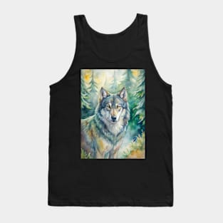 Wolf Animal Watercolor Painting Tank Top